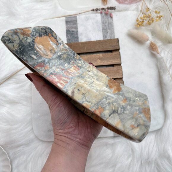 Gorgeous Maligano Jasper Crescent Moon Bowl - Picture 4 of 8